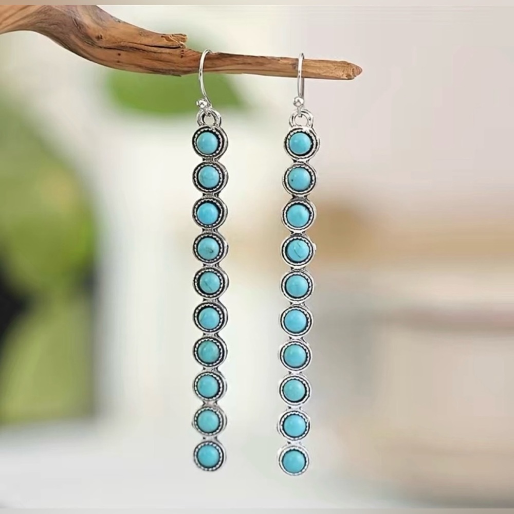 Boho style Turquoise Bar Earrings, NWT